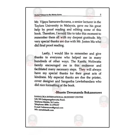 Social Values In The Metta Sutta